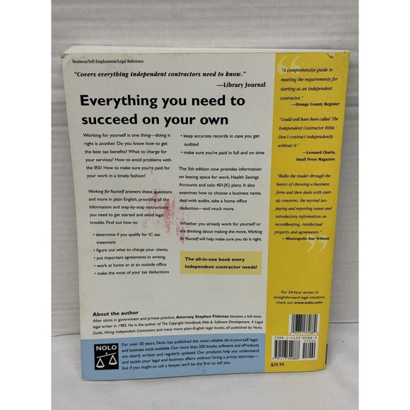 Nolo Working For Yourself Law & Taxes For Independent Contractors Freela… - Picture 2 of 11